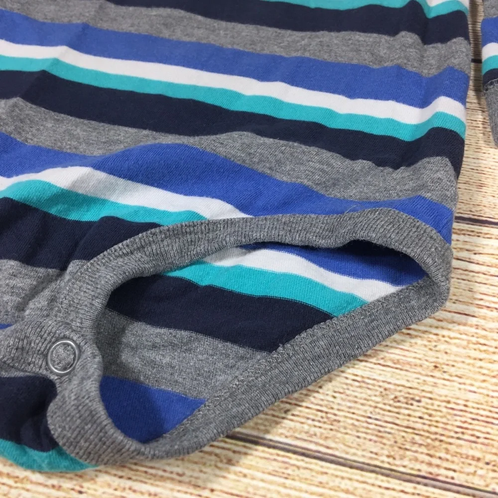 OshKosh Bgosh Blue Striped‎ Long Sleeve Bodysuit